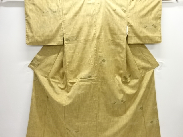JAPANESE KIMONO / ANTIQUE KIMONO / SILK / TSUMUGI / WOVEN FLOWER